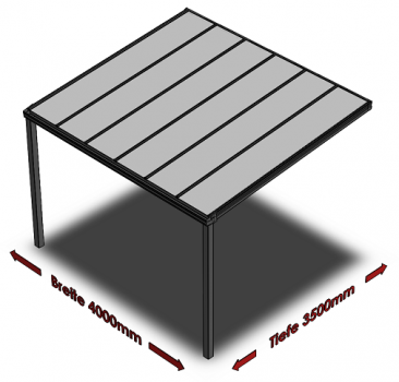 Preview: Überdachung mit VSG 8,76 mm matt, 4 x 3,5 m